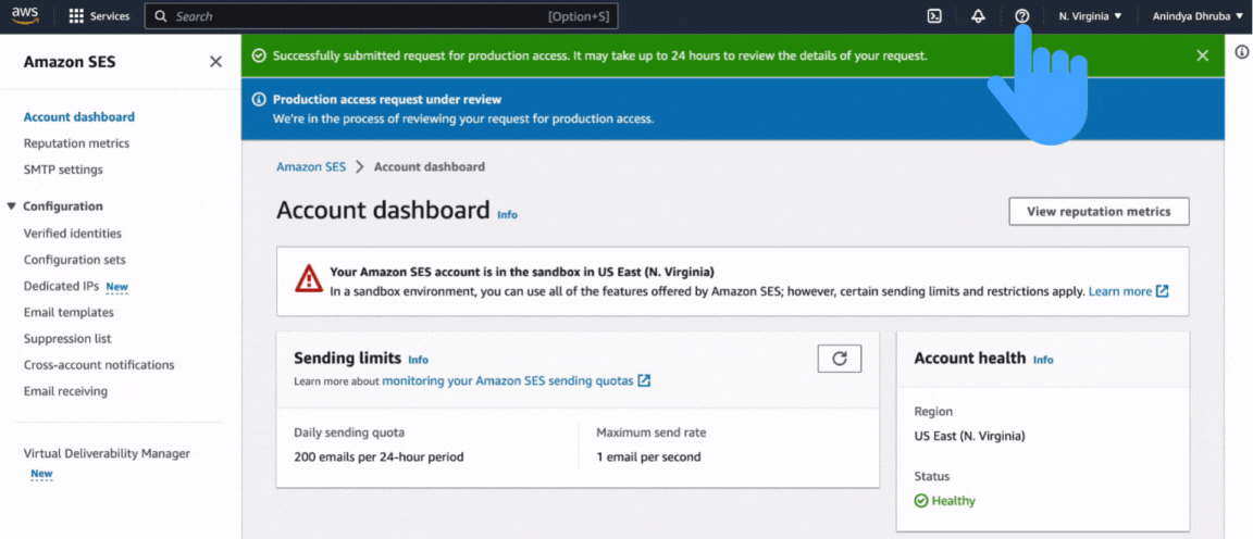 Click on the question bar menu.