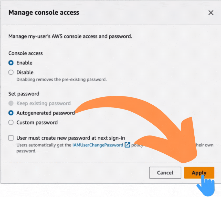 Selecting on “Autogenerated password.”
