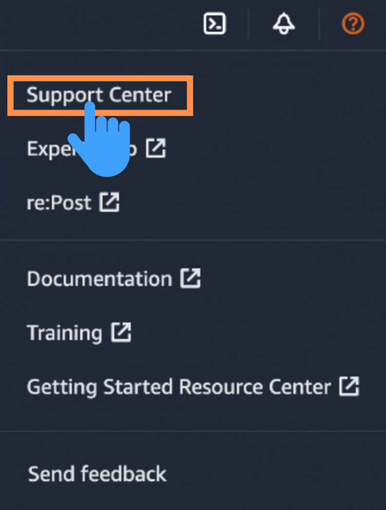Click on the support center.