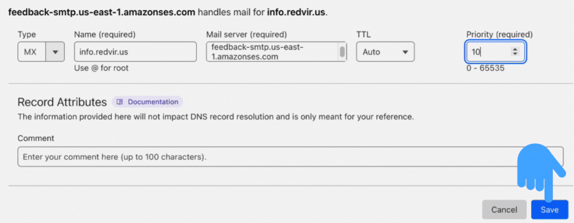 Sample of 2nd custom mail from domain record
