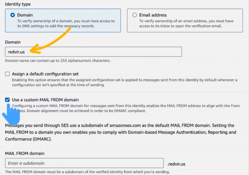 Using a custom mail form domain.