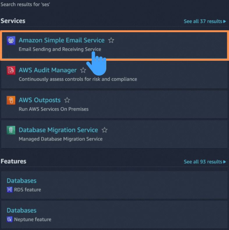 Search for SES on the AWS site.