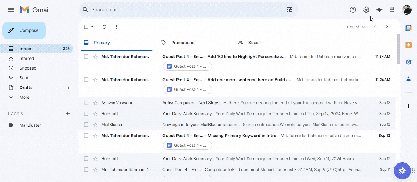 Canned message setting in Gmail