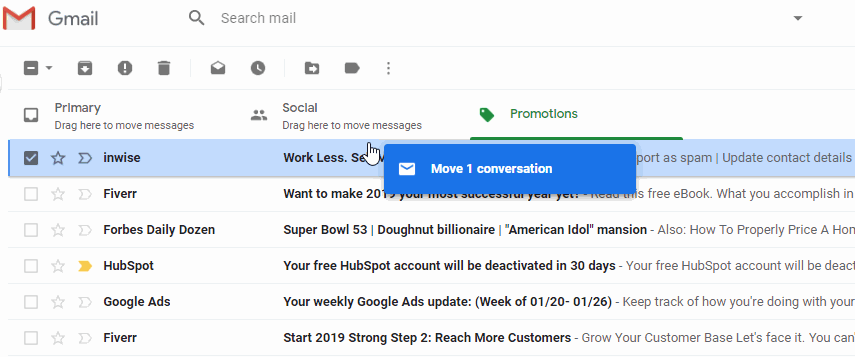 Email landing in promotions tab