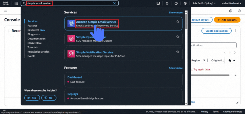 Searching for Amazon SES