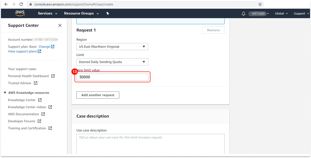 Now enter 50000 as limit.