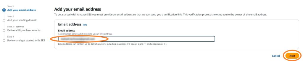 Add email address on AWS SES