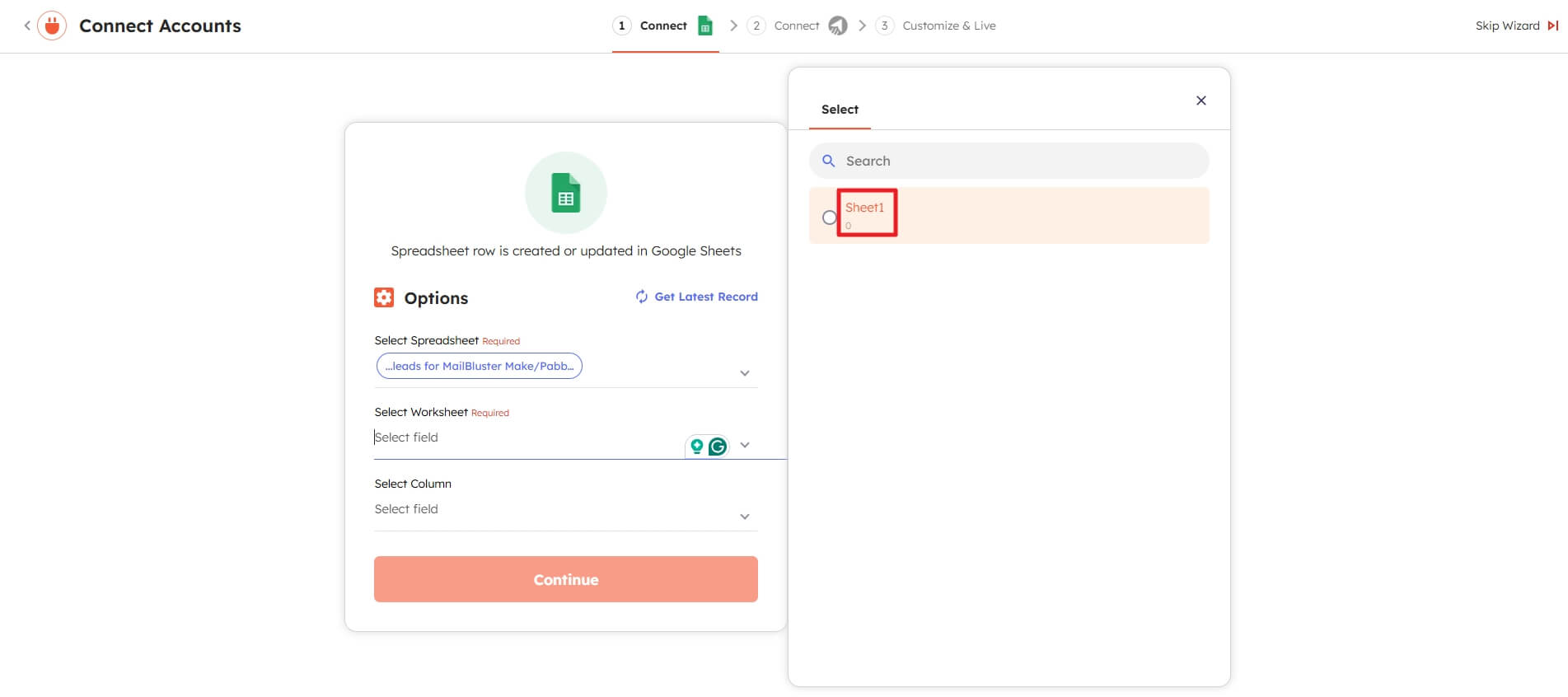 Worksheet selction in Google Sheets app