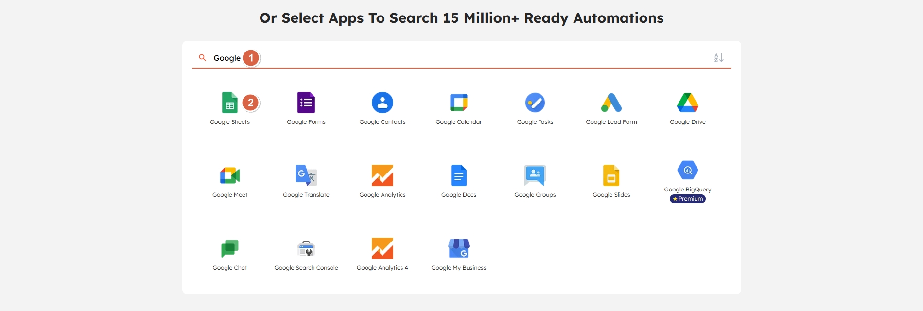 Adding Google sheets app in automation