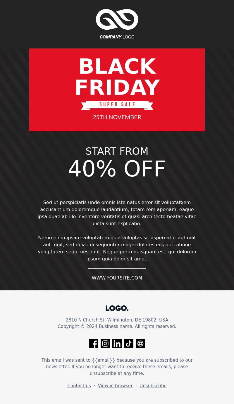 Black Friday super sale email template