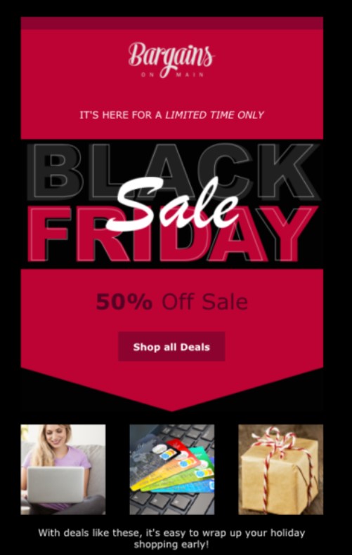 Black Friday sale email example.