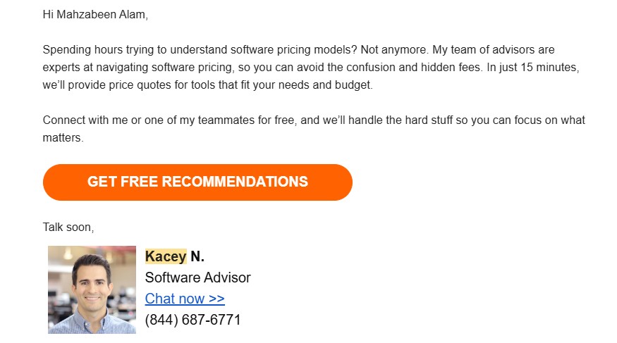 Business email example.