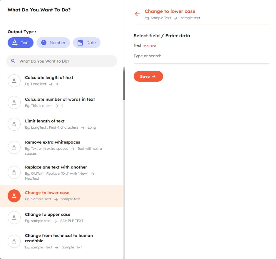 Change to lower case
