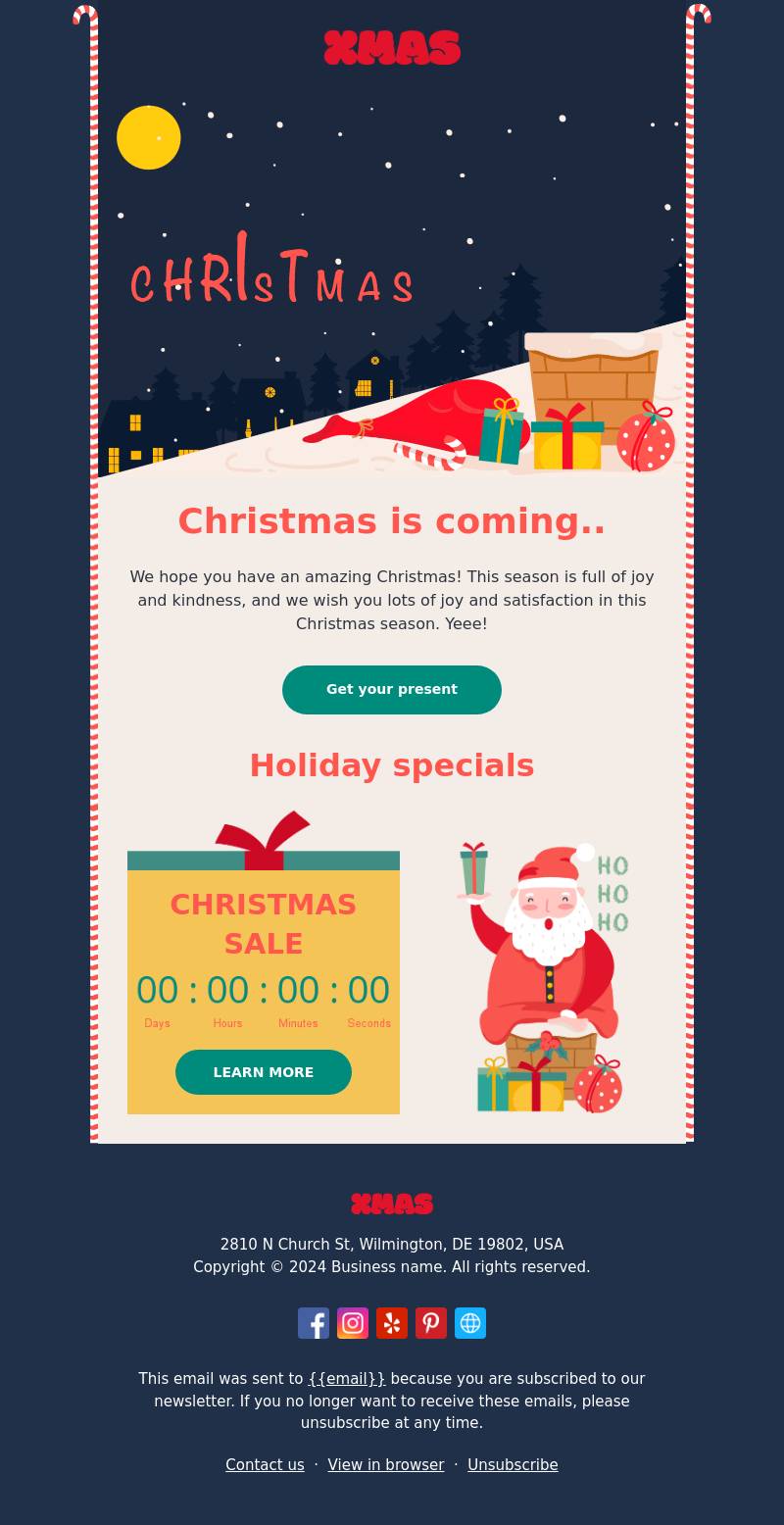 Christmas sale teaser holiday email template.