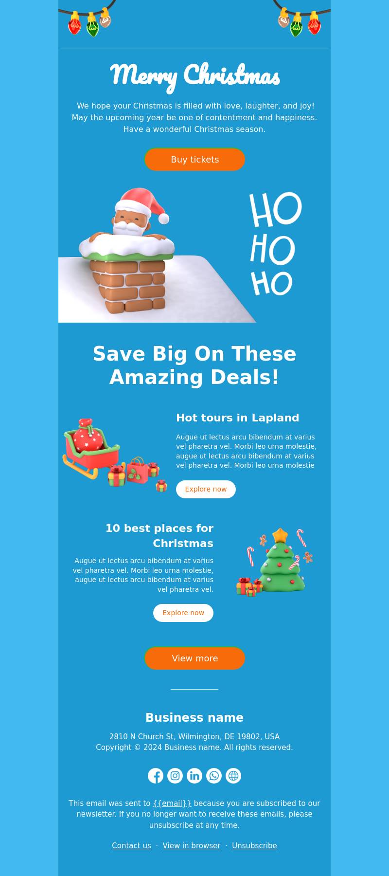 Christmas savings holiday email template.
