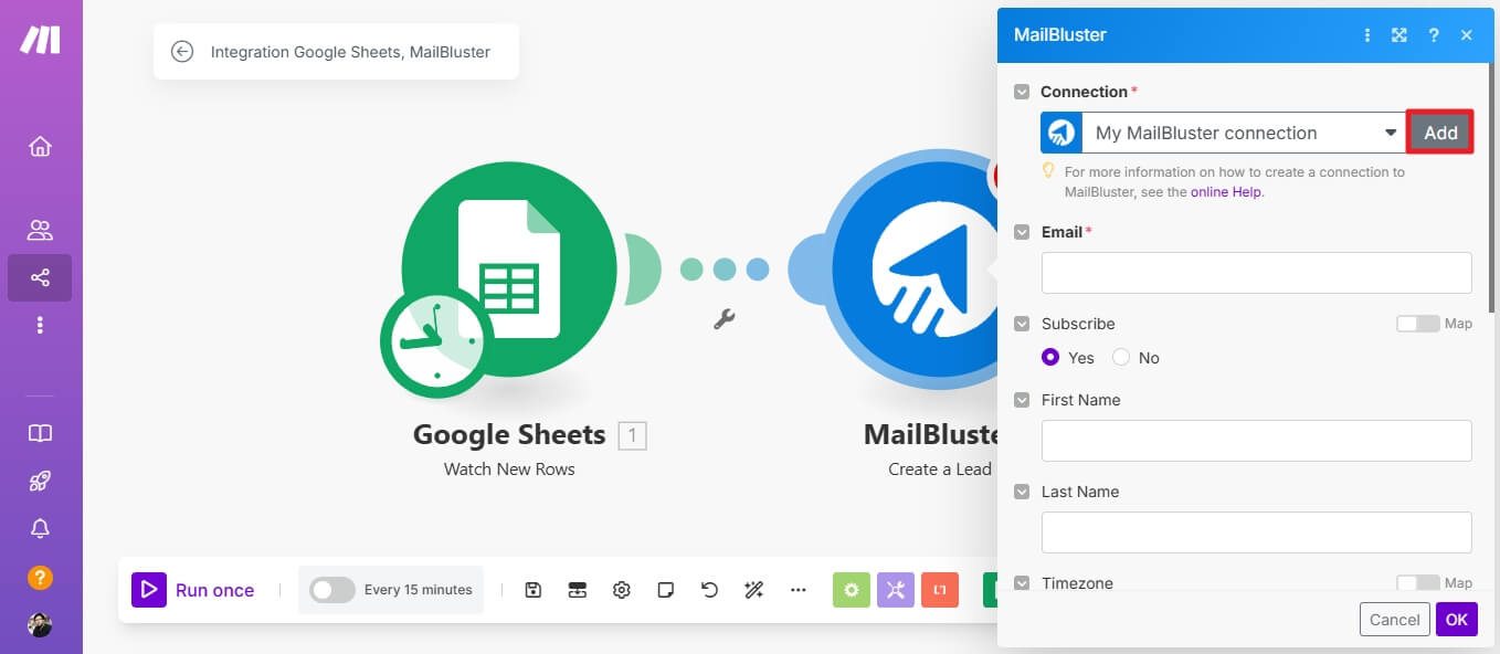 Creating connection for API Key