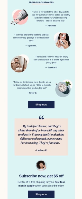 Customer journey email example testimonial emails for the consideration stage latter part
