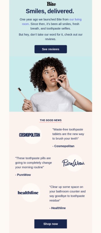 Customer journey email example testimonial emails for the consideration stage