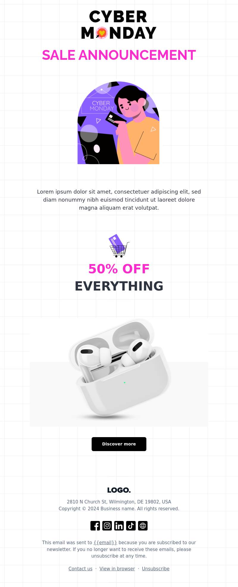 Cyber Monday sale announcement email template