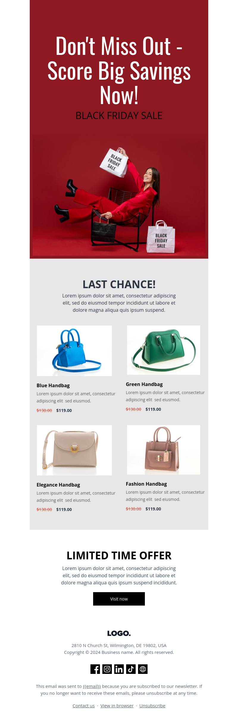 ”Don’t miss out” Black Friday email template