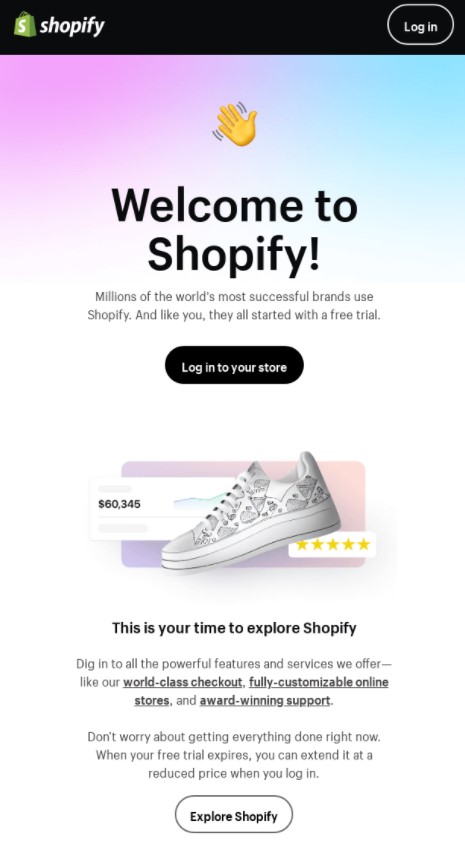 Example of what would CTA be in a lead nurture email from Shopify