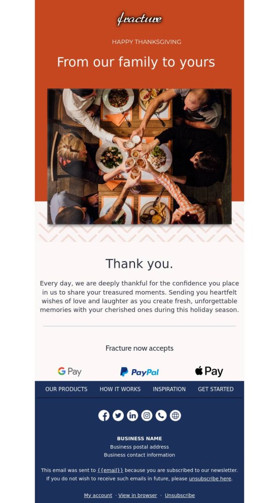 Happy Thanksgiving email template.
