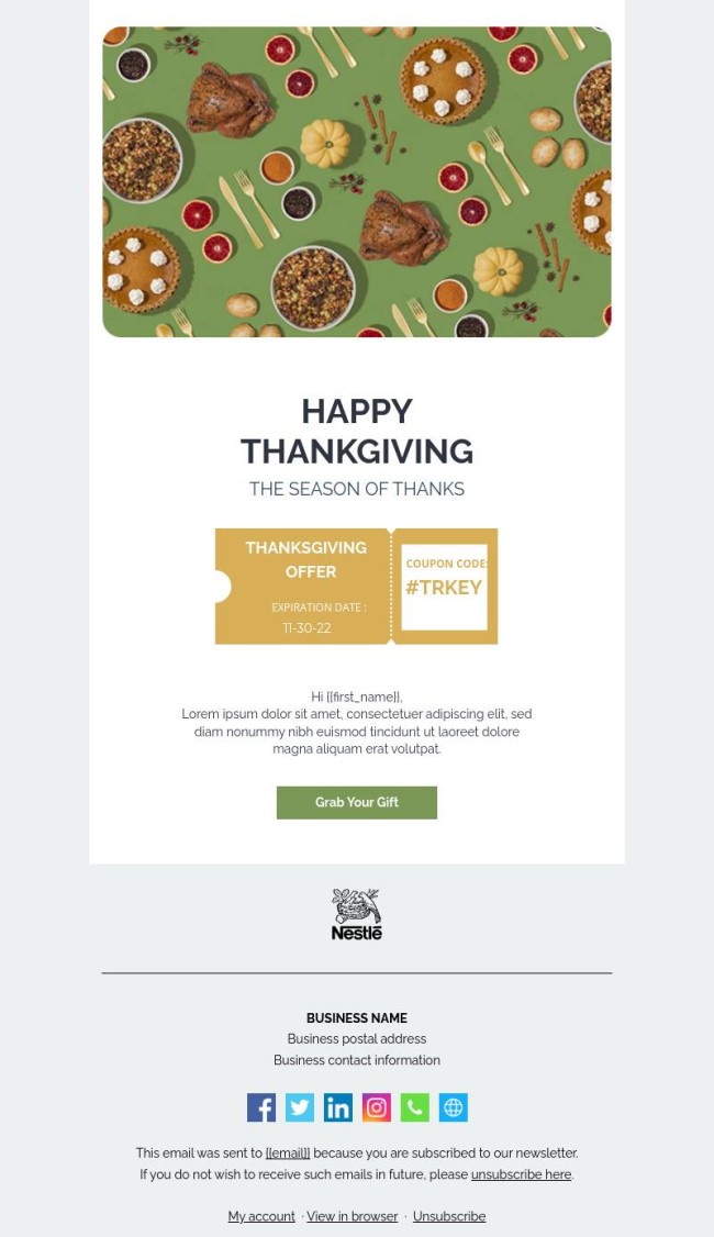 Happy Thanksgiving Offer Email Template
