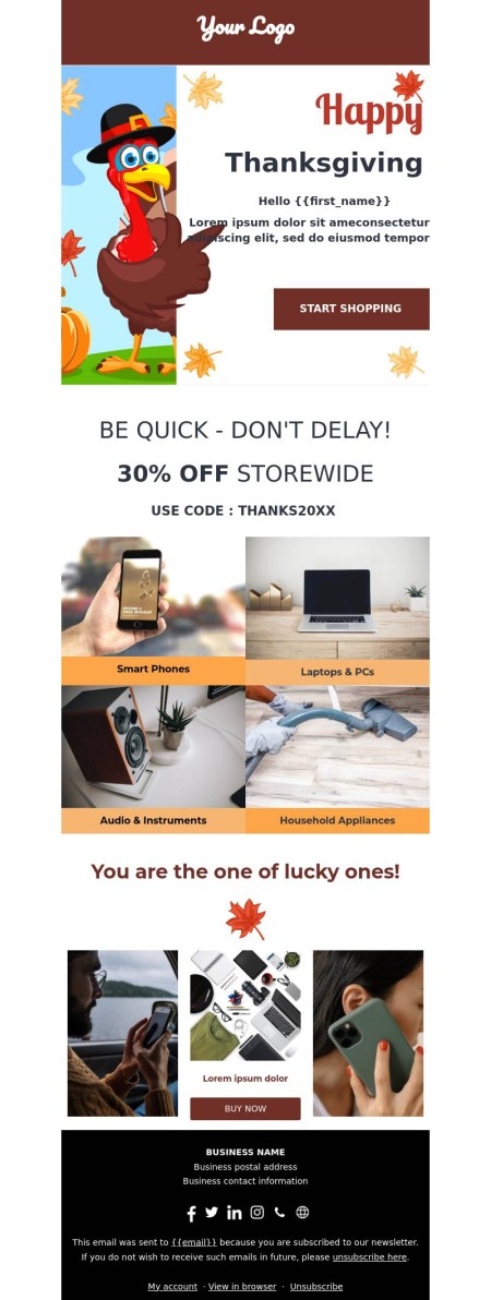 Happy Thanksgiving Sale Email Template