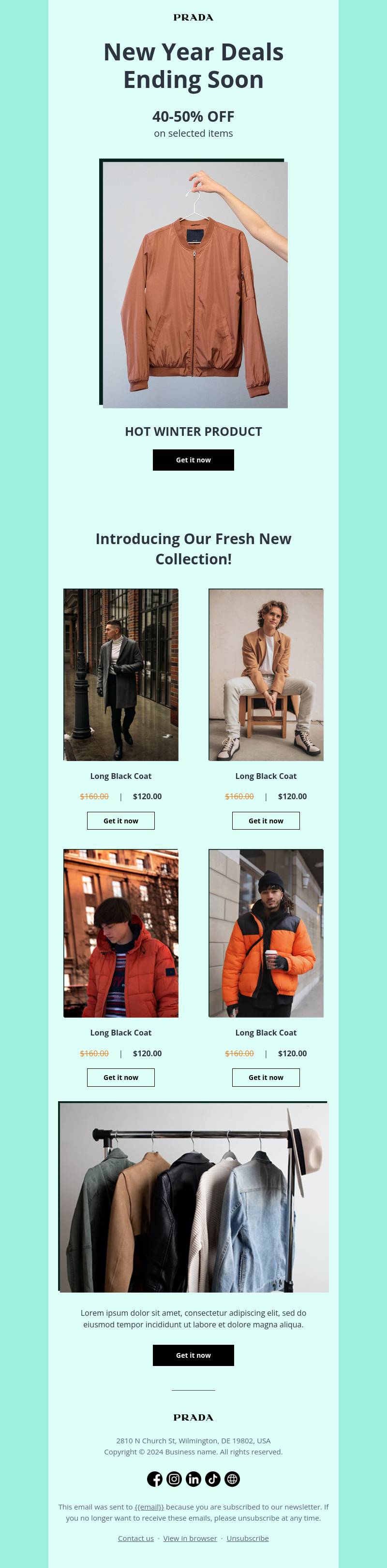 New Year deals reminder holiday email template.