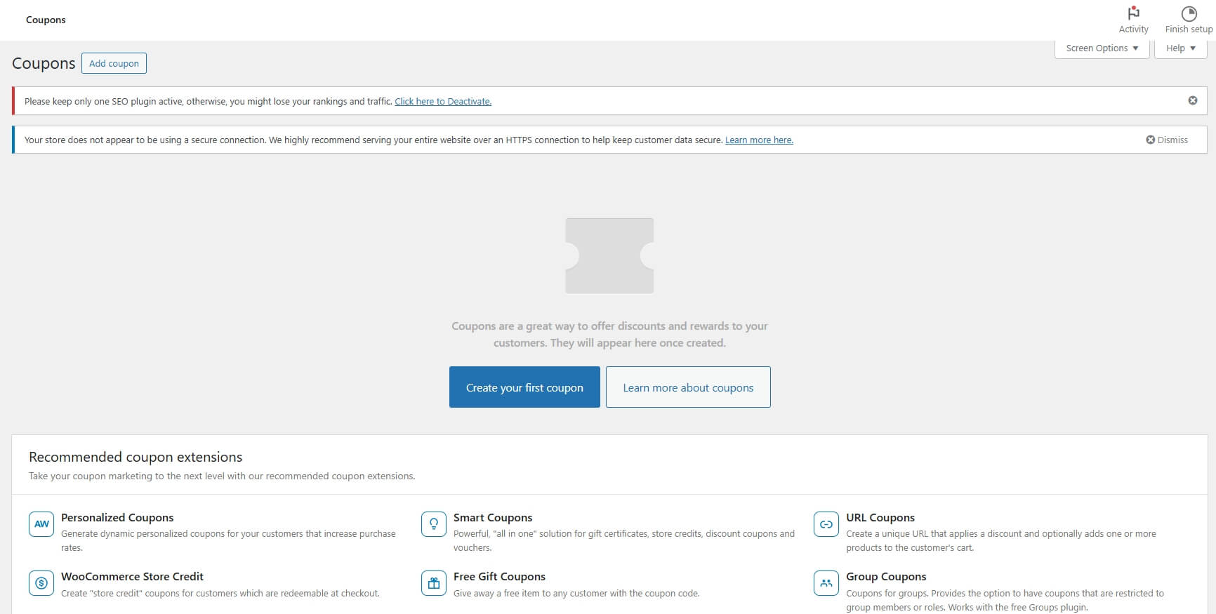 Coupon creation in WooCommerce