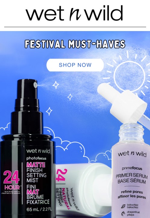 Sales CTA in email from Wet n Wild