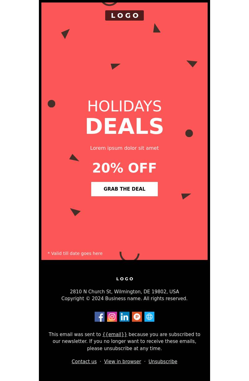 Simple free holiday email template.