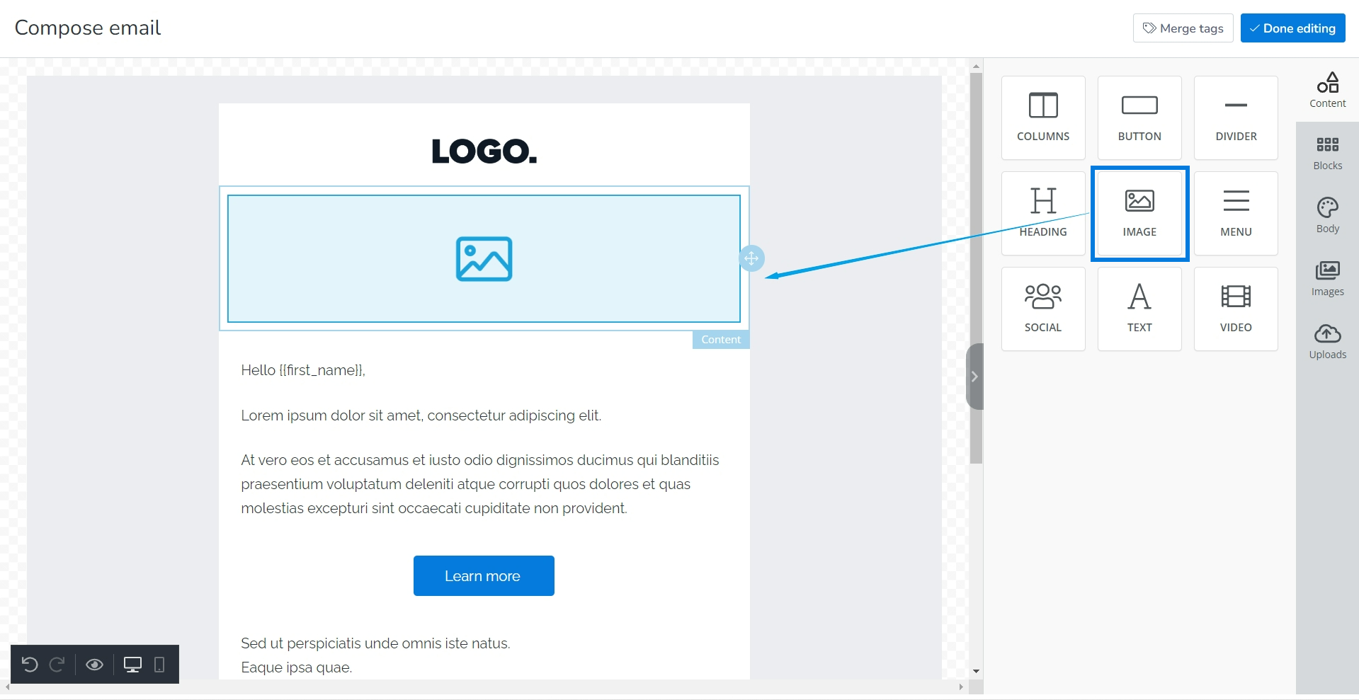 Step 3 of adding GIF by MailBluster