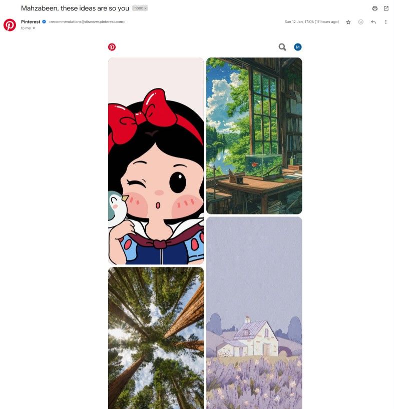 Understanding what is dynamic email with an example from Pinterest