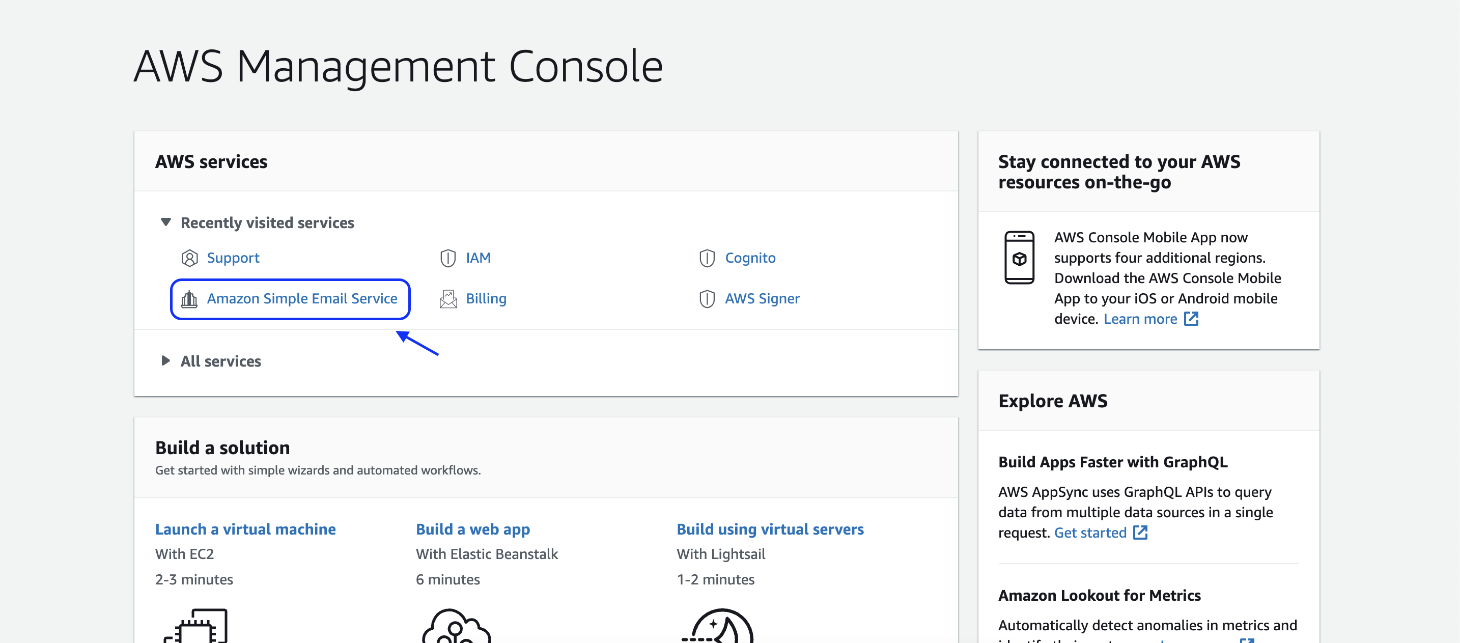 AWS management console