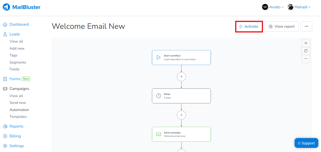 Activating Automation in MailBluster