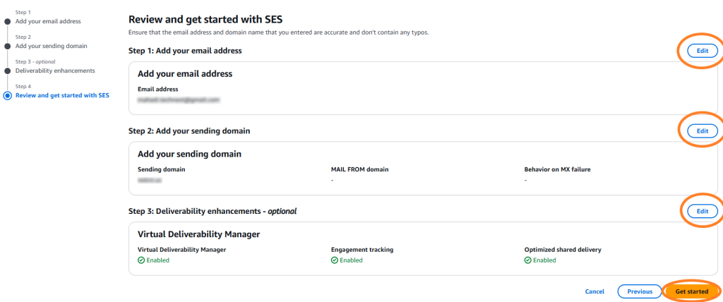 Review whole process of aws ses sign up