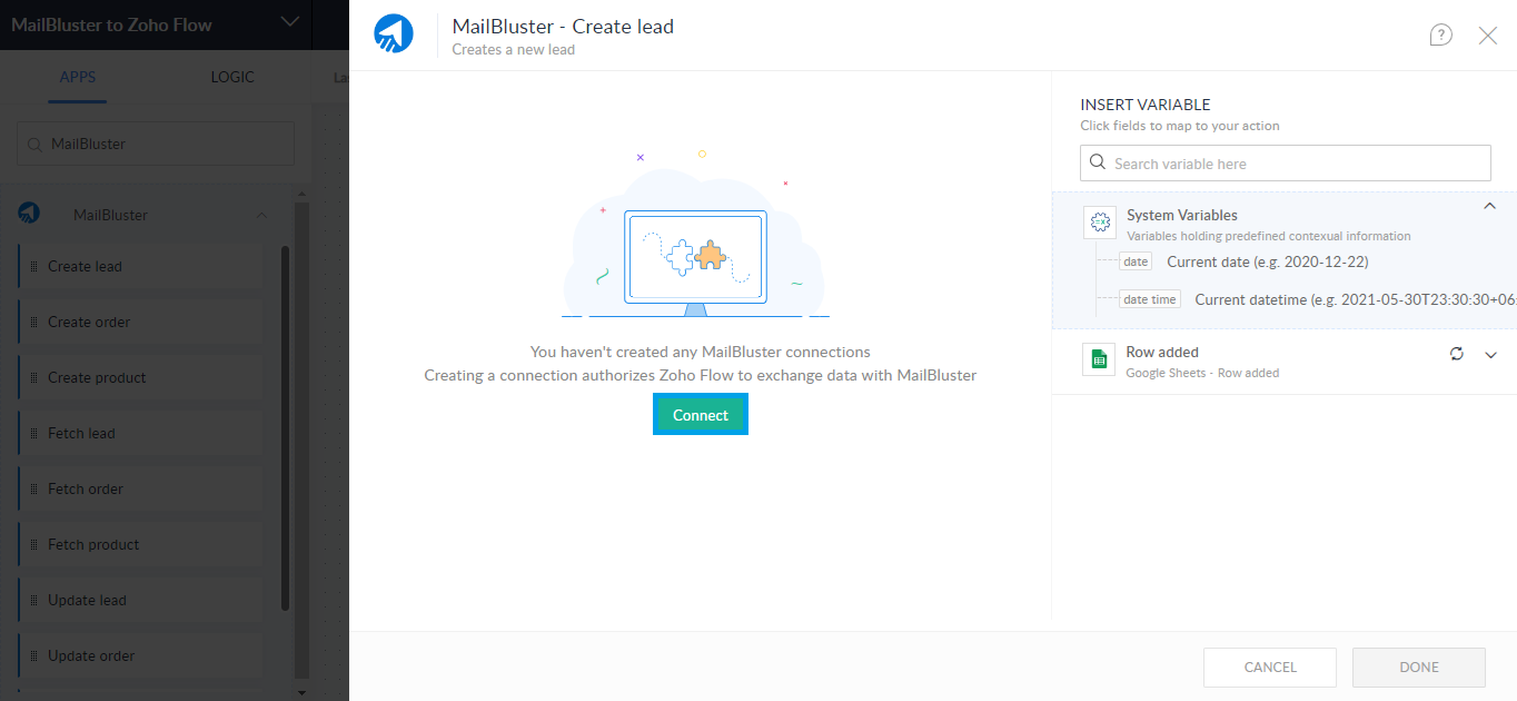 Connecting MailBluster app