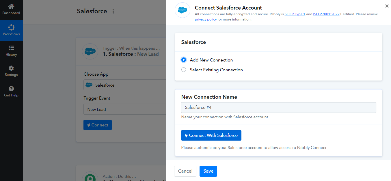 Connecting salesforce account