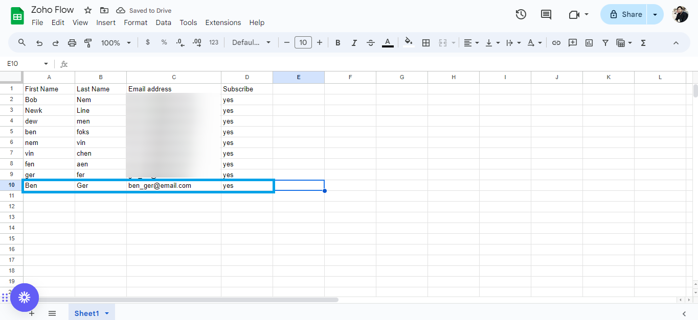 Adding lead in Google Sheets