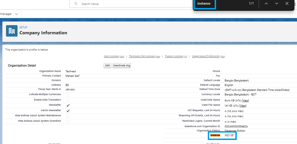 Finding Insatance id in company information
