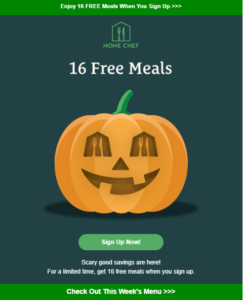 halloween email offering freebies