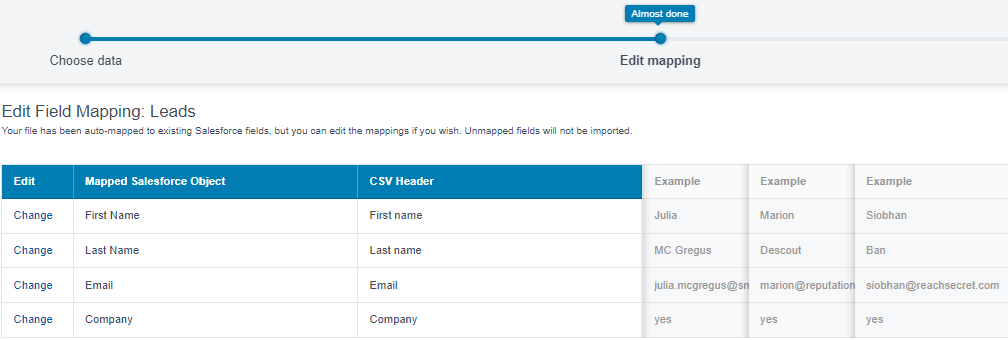 Leads Edit field mapping