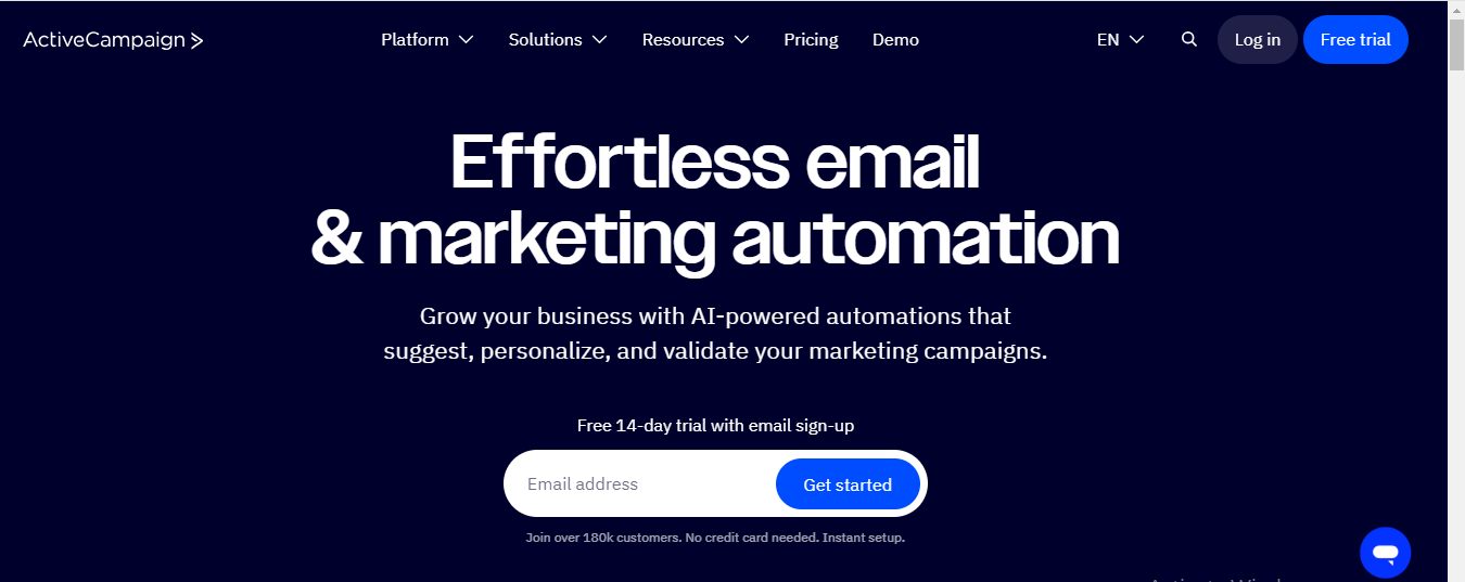 ActiveCampaign as an example of bulk commercial email marketing.