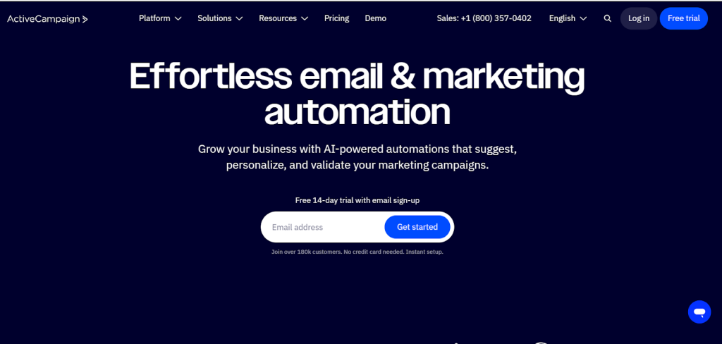 ActiveCampaign as an example of email marketing tool.