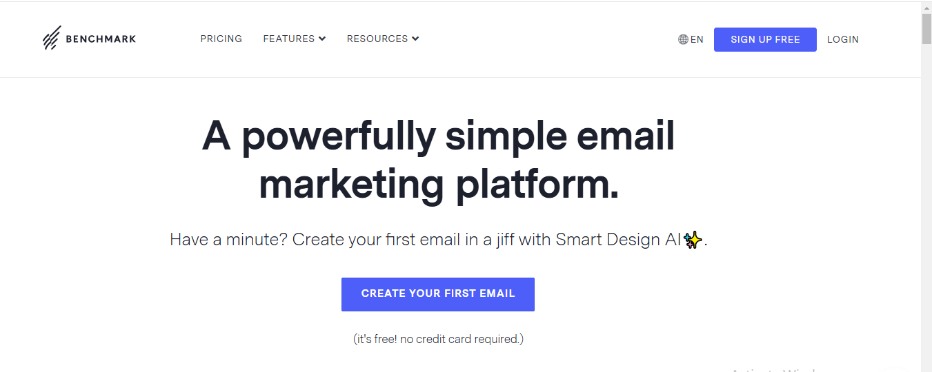 Benchmark Email as an example of bulk commercial email marketing.