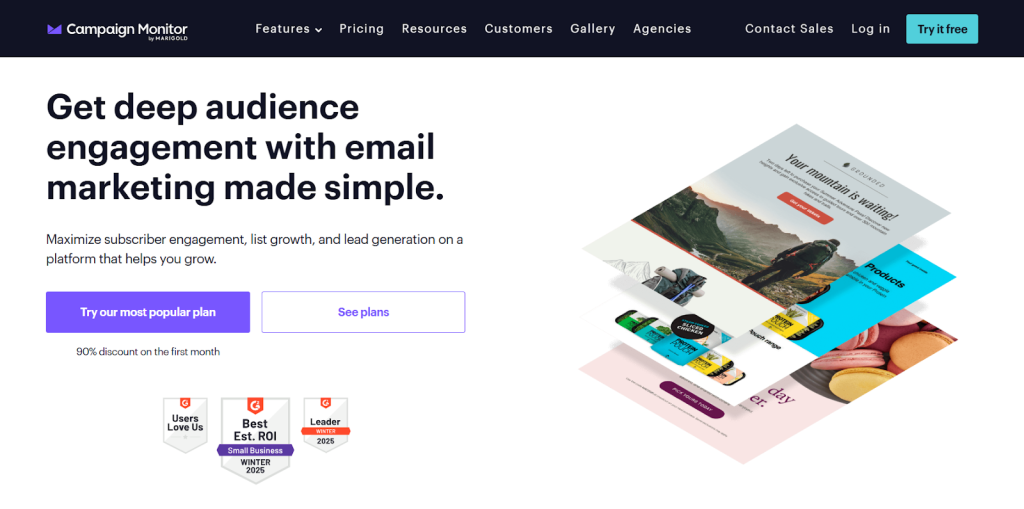 Campaign Monitor as an example of email marketing tool.