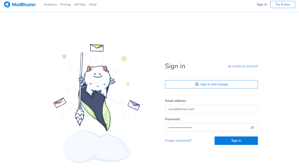 Entering the username and password.
