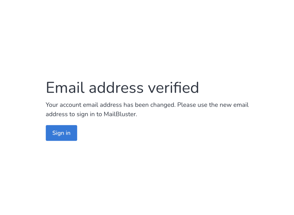 Email address is verified successfully .