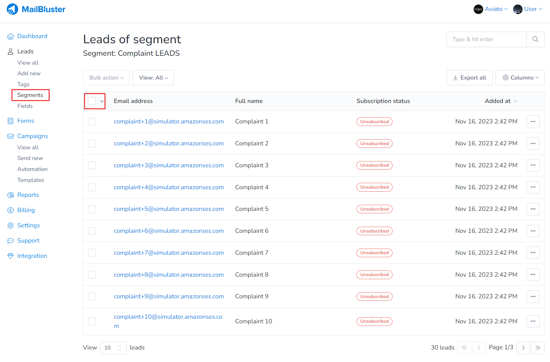 Click on the check box